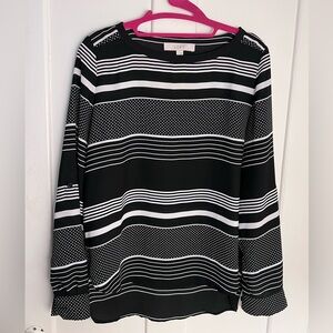 Loft black and white patterned blouse, size XS, oversized